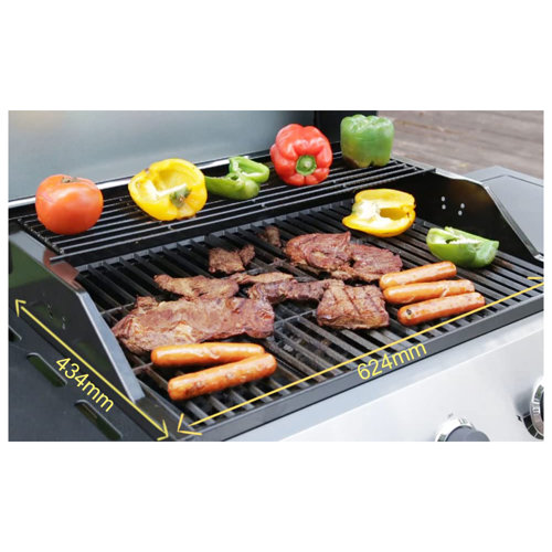 VANSTON 3 Burner Countertop Liquid Propane Gas Grill with Side Burner